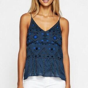 Lucky Brand Black and Blue Embroidered Camisole. Size M